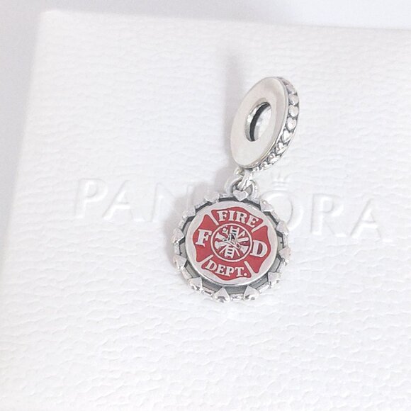 Pandora Engravable Firefighter Dangle Charm S925 Silver with box - Picture 2 of 8